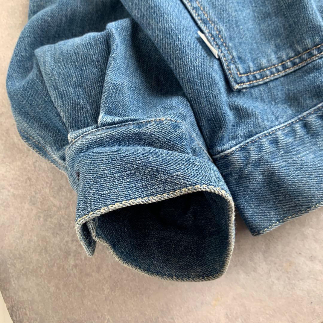 SHIPS any ノーカラー デニム ブルゾン デニムジャケット ブルー