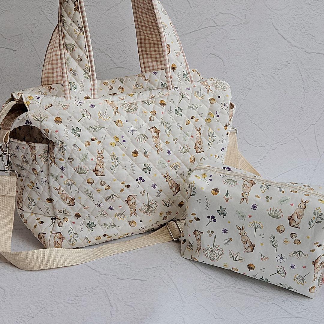 【まっきーオーダーページ】マザーズバッグ　保冷ポーチ　うさぎ　キルティング