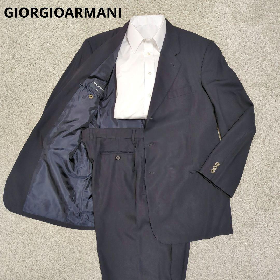 【希少】ジョルジオアルマーニ　スーツセットアップ　シルク混　XL　ストライプ