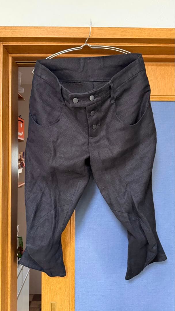 ネメス 立体裁断 サルエル パンツ リネン100% 黒 ブラック