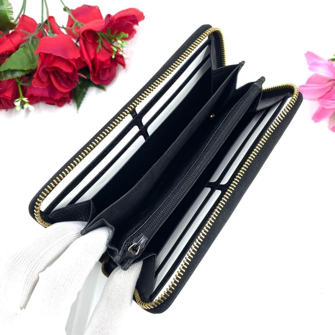 GUCCI◎グッチ ラウンドファスナー ジッピーウォレット ブラック 長財布 黒