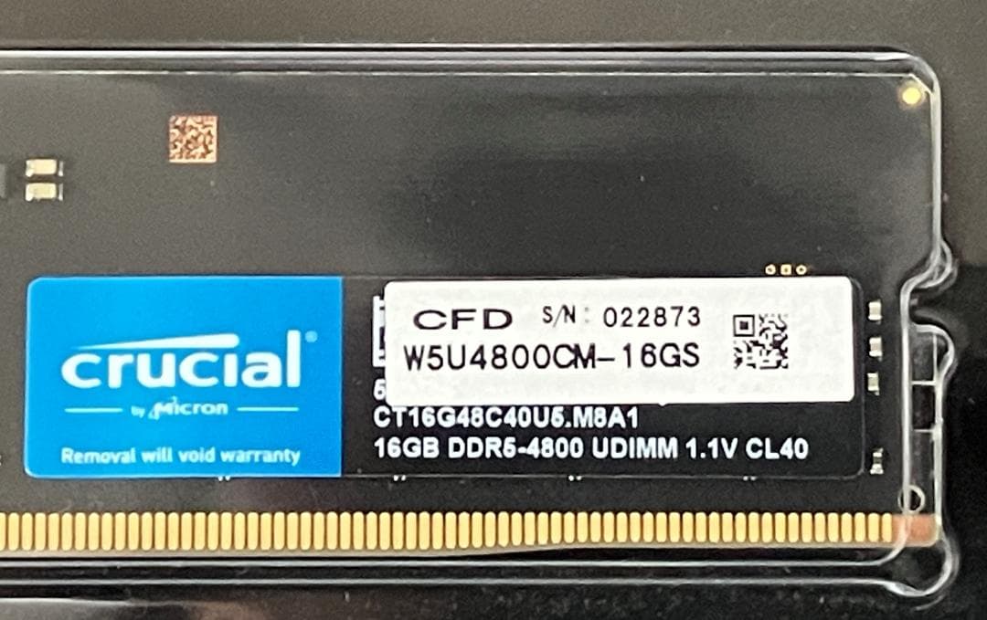 新品未開封 Crucial DDR5-4800 PC5-38400 16GB2枚