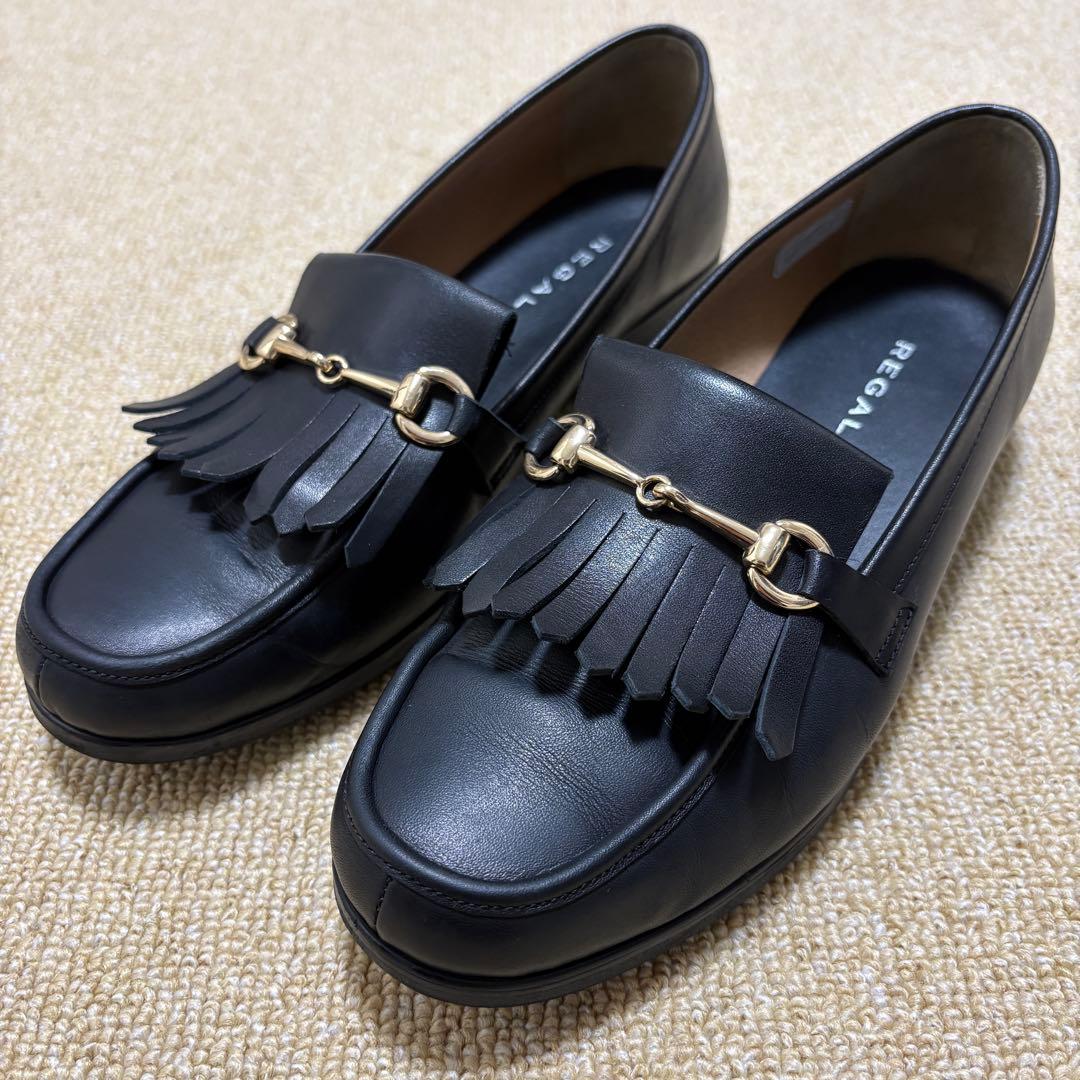 REGAL リーガル ビットローファ 24.5 キルト ホースビット 本革 黒