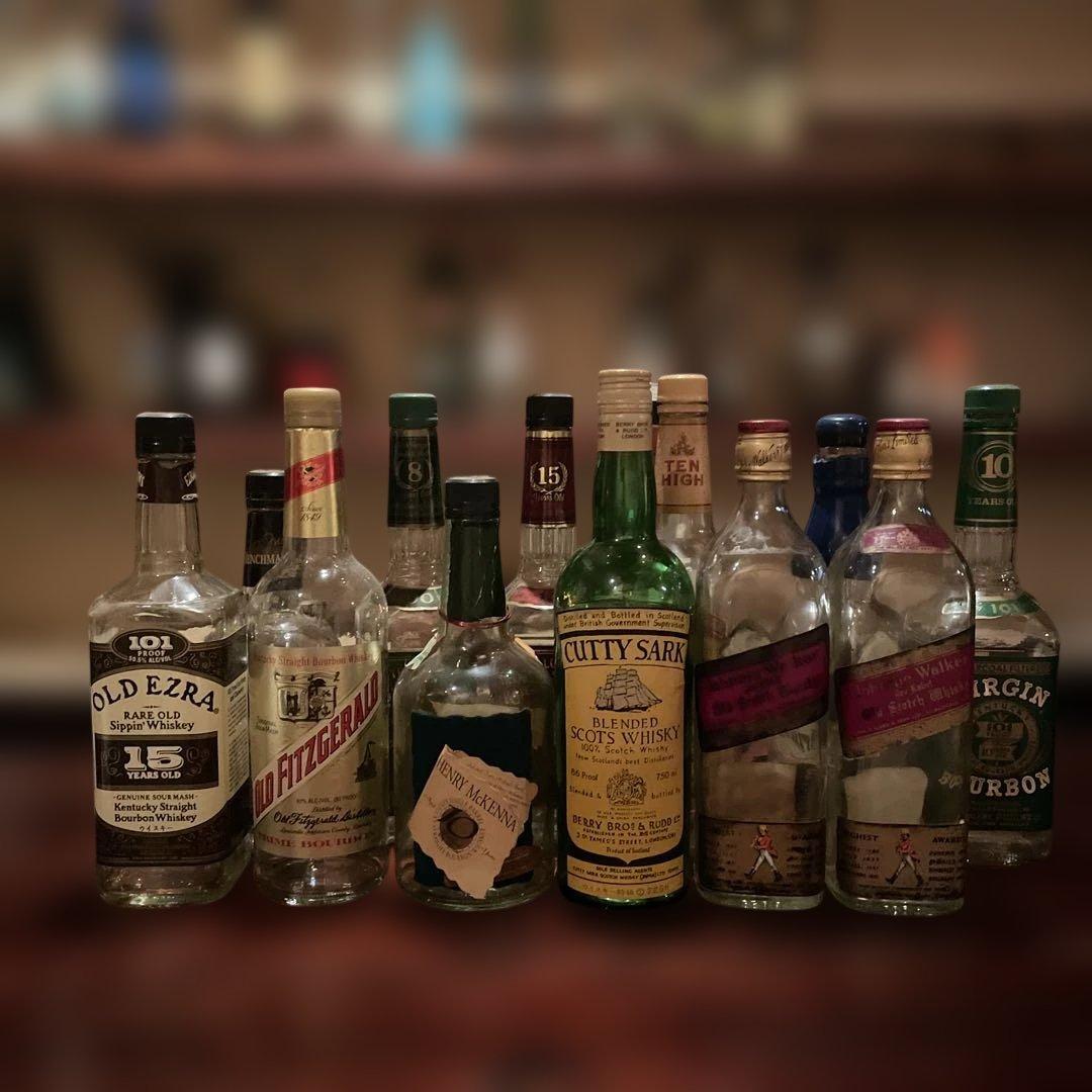 希少！空瓶、旧ボトル、 バーボン、スコッチ空瓶１２本セット