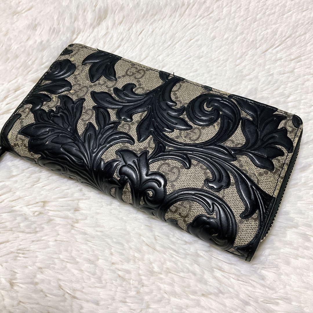 ☆超極美品☆GUCCI アラベスク 長財布 GGスプリーム ラウンドファスナー