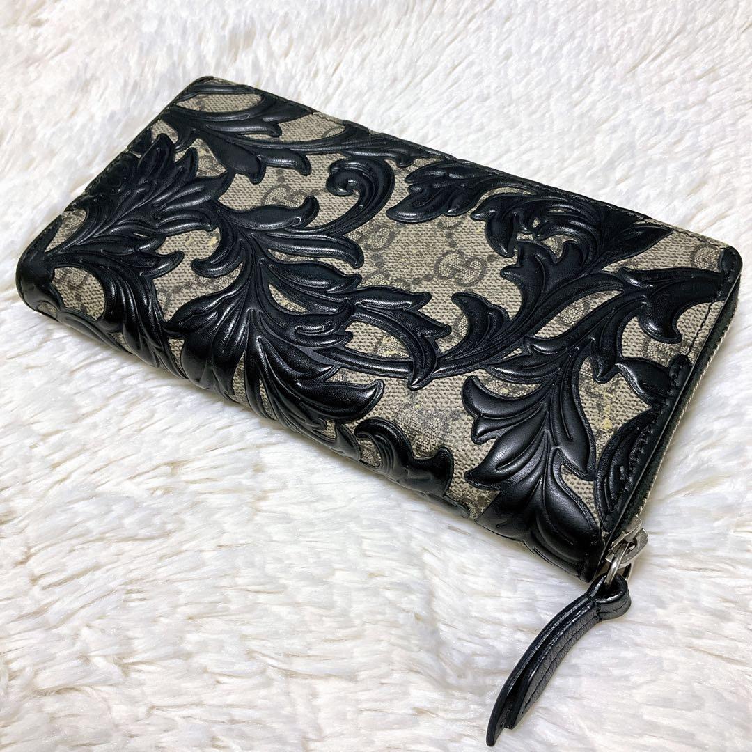 ☆超極美品☆GUCCI アラベスク 長財布 GGスプリーム ラウンドファスナー