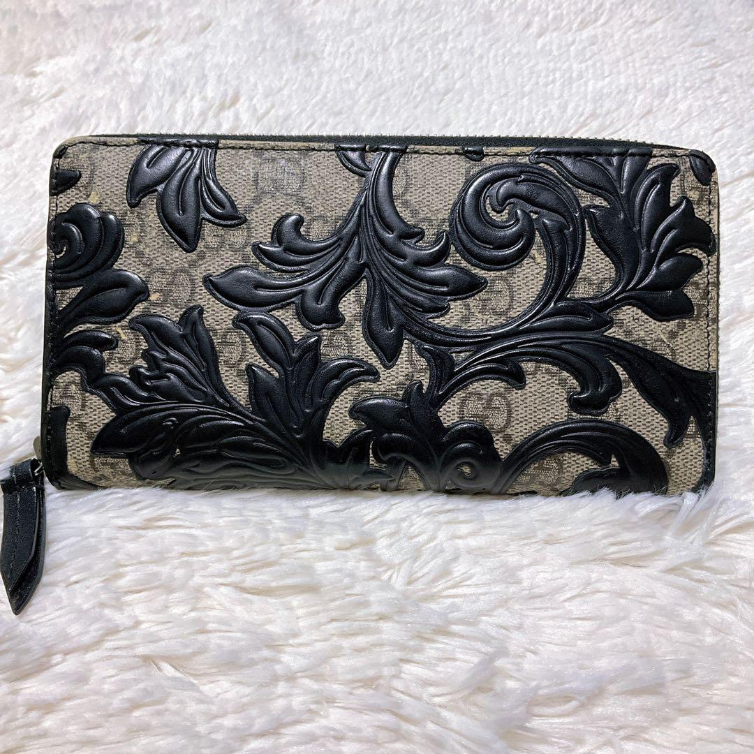 ☆超極美品☆GUCCI アラベスク 長財布 GGスプリーム ラウンドファスナー