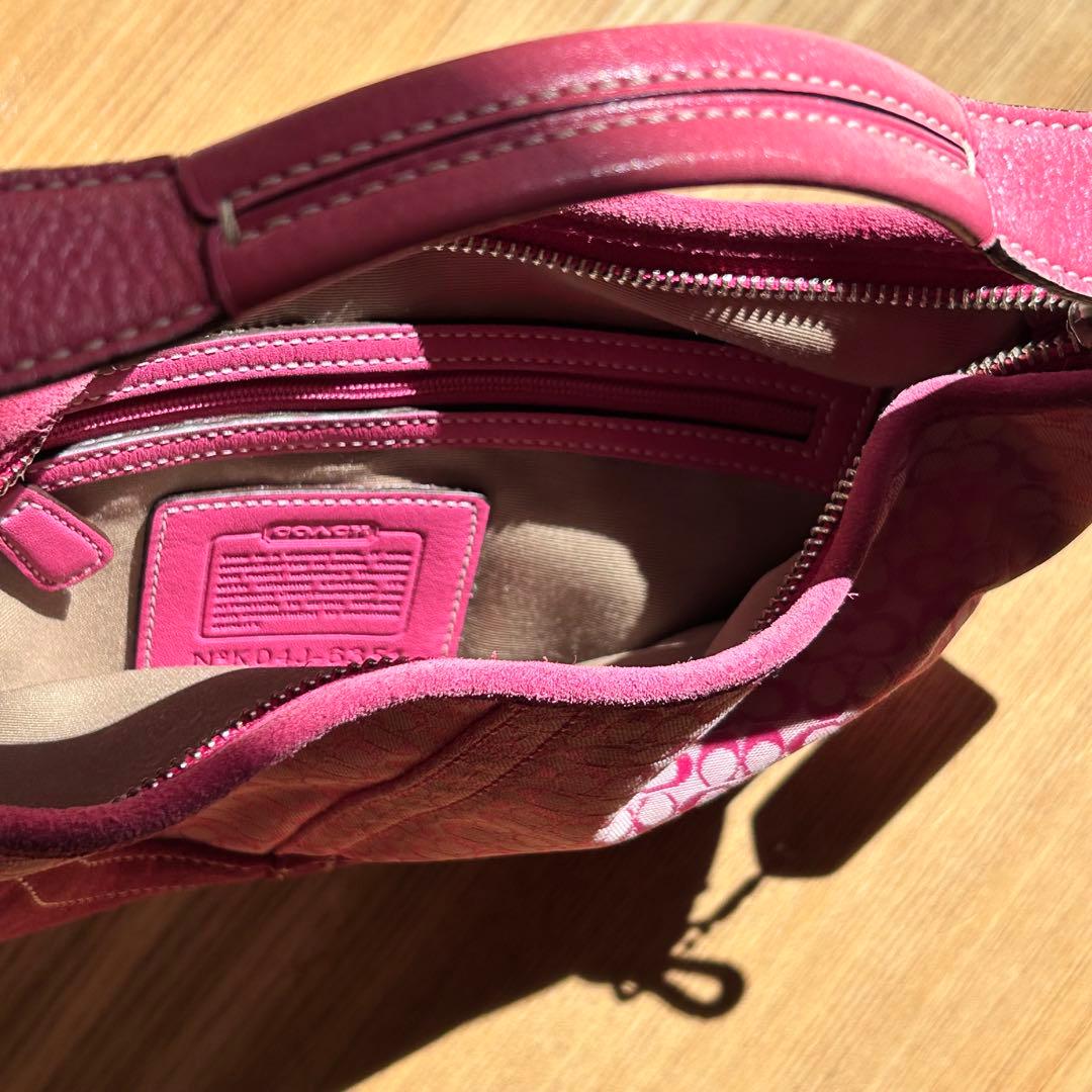 COACH ピンク スエード ハンドバッグ