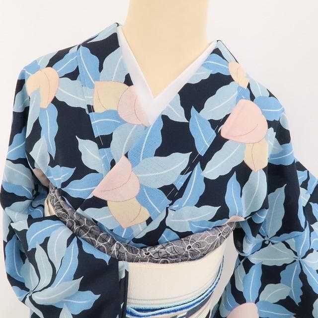 新品 セオアルファ 桃 洗える夏着物 仕付け糸付 トール 小紋 浴衣 3846