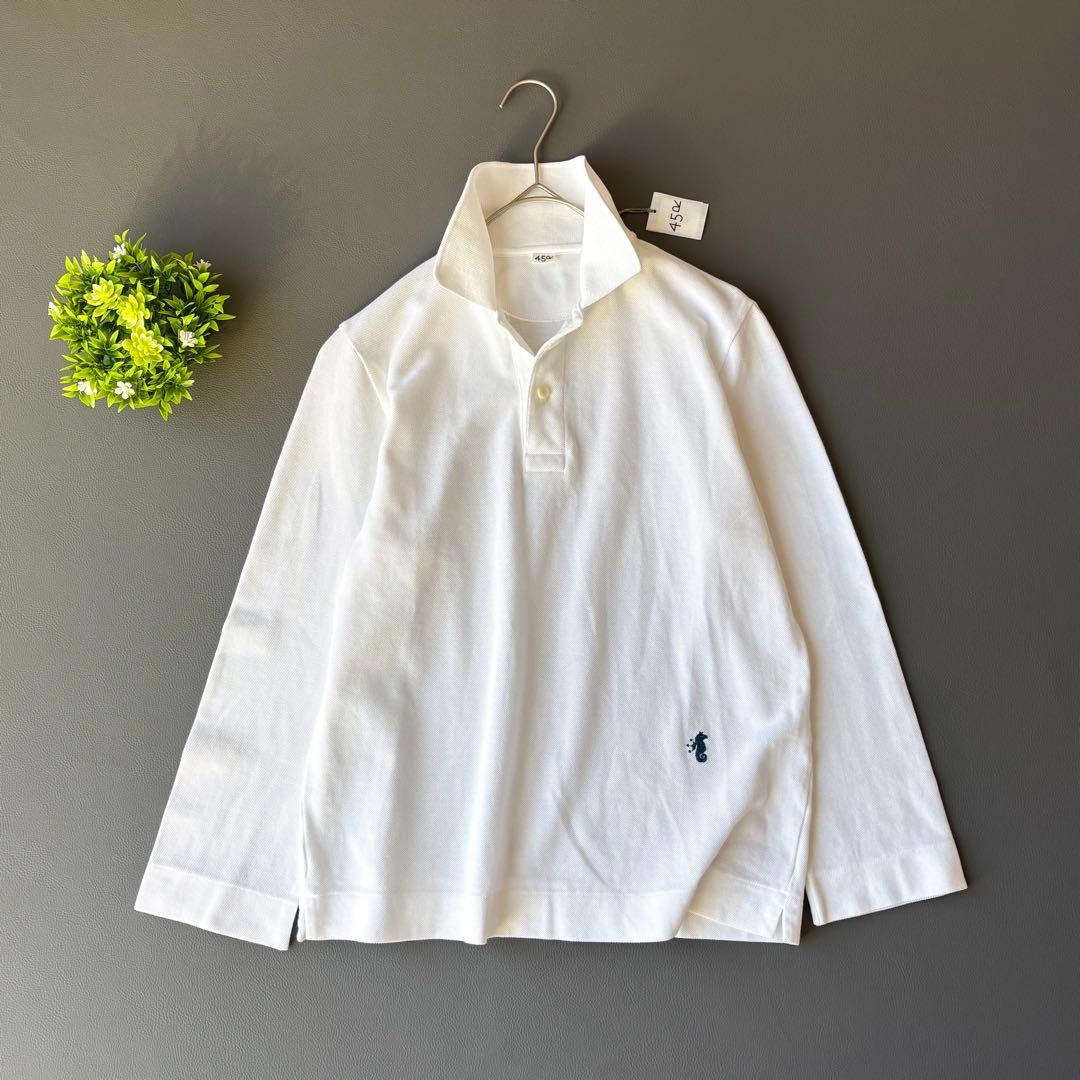 タグ付き✨45R スーピマカノコの33色四角ポロ　R刺繍　パールホワイト　2