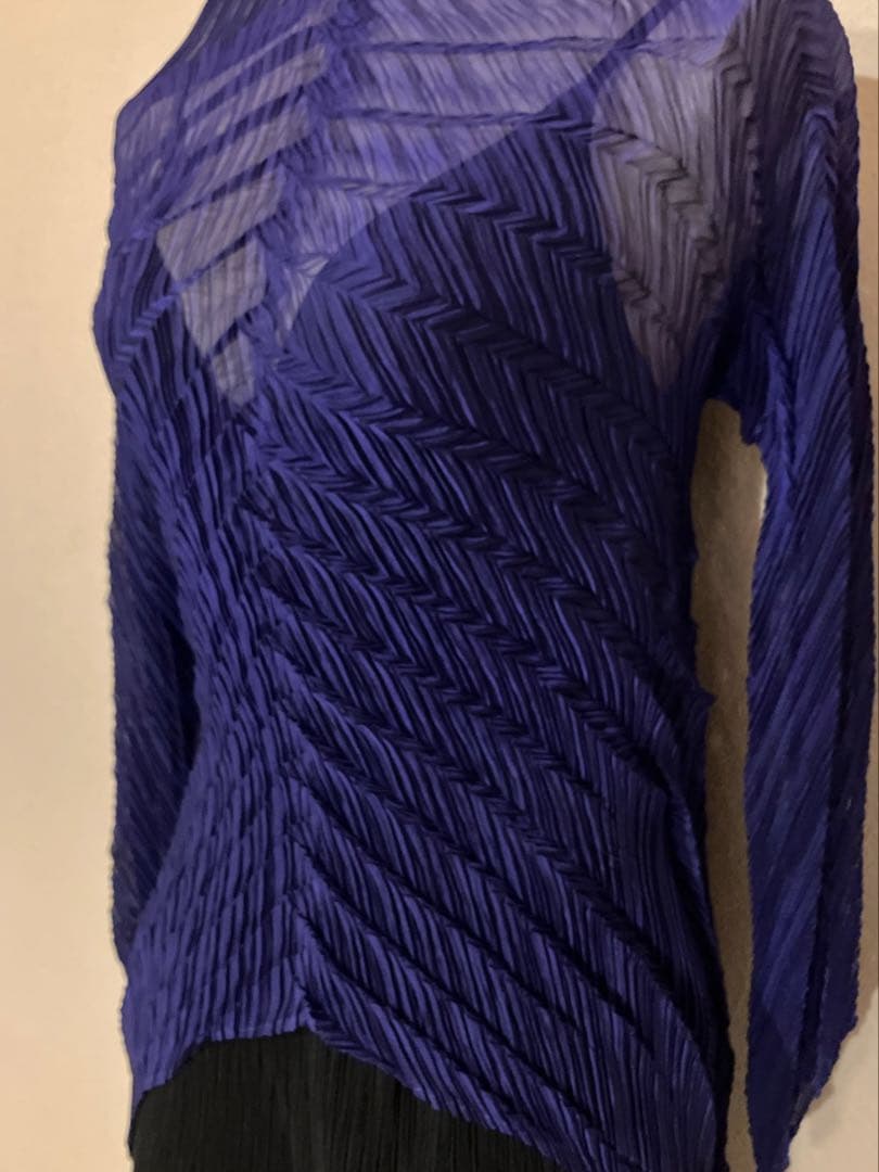 美品　イッセイミヤケ　プリーツプリーズ　ロイヤルブルー　カットソー