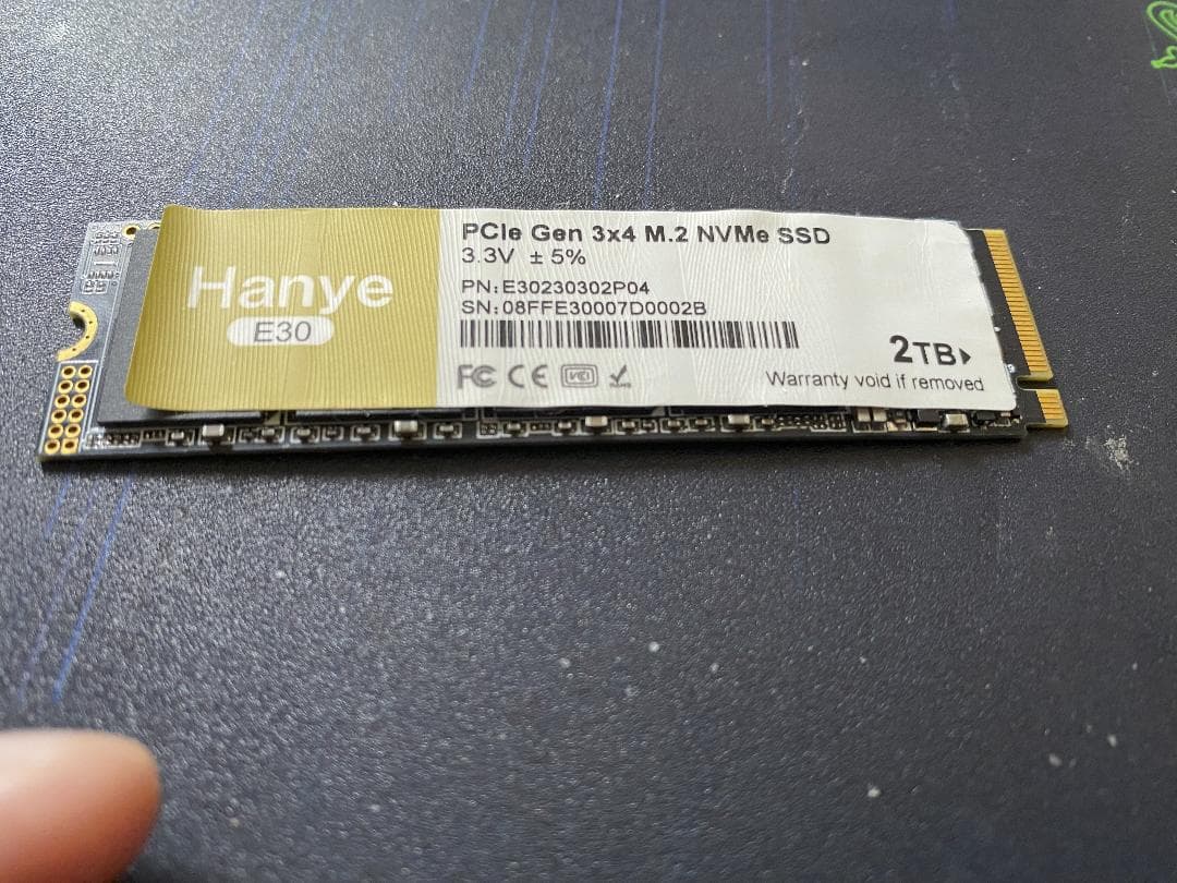 【ジャンク】Hanye E30 2TB M.2 NVMe SSD