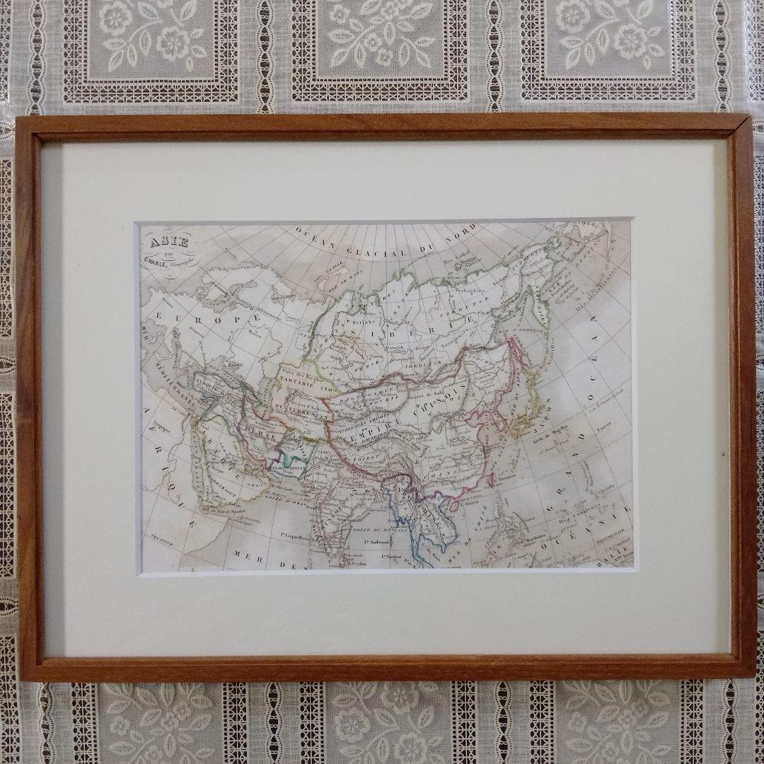 アレクサンドル・ヴュイユマン 銅版画『オリジナル　アジア古地図』1850年頃制作