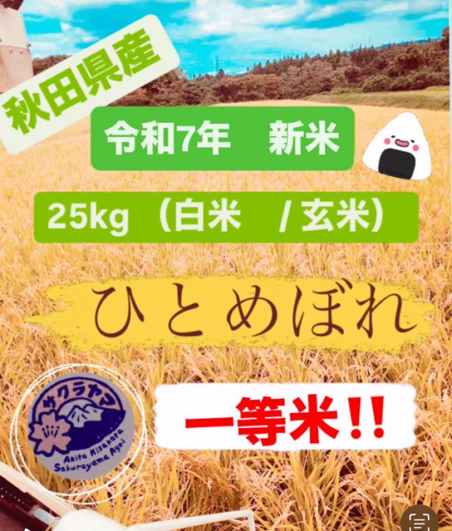 ★令和7年 ‪新米 ひとめぼれ 25kg 秋田県産 産地直送★