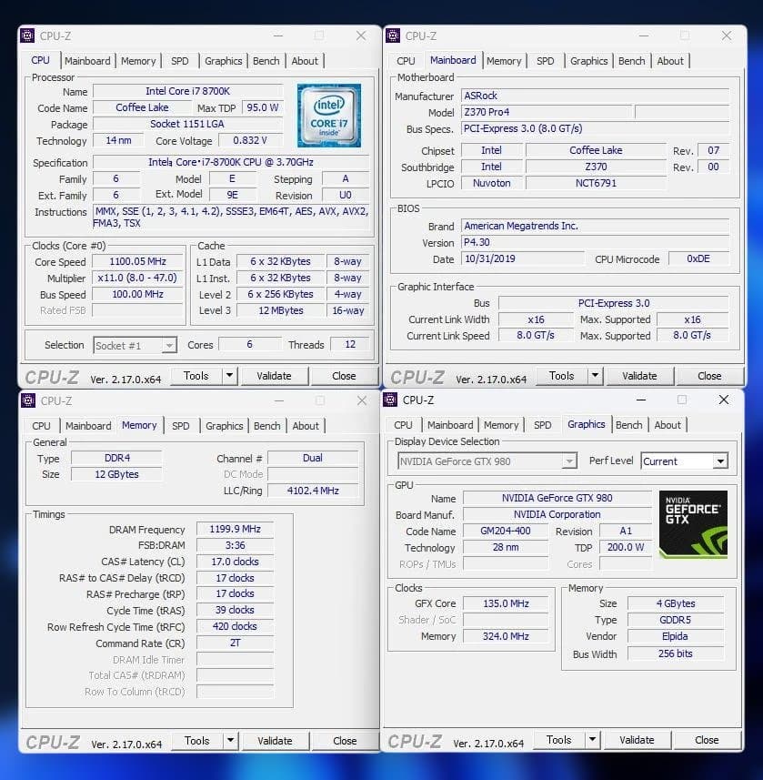 ゲーミングPC GALLERIA i7-8700K 12Gb GTX-980