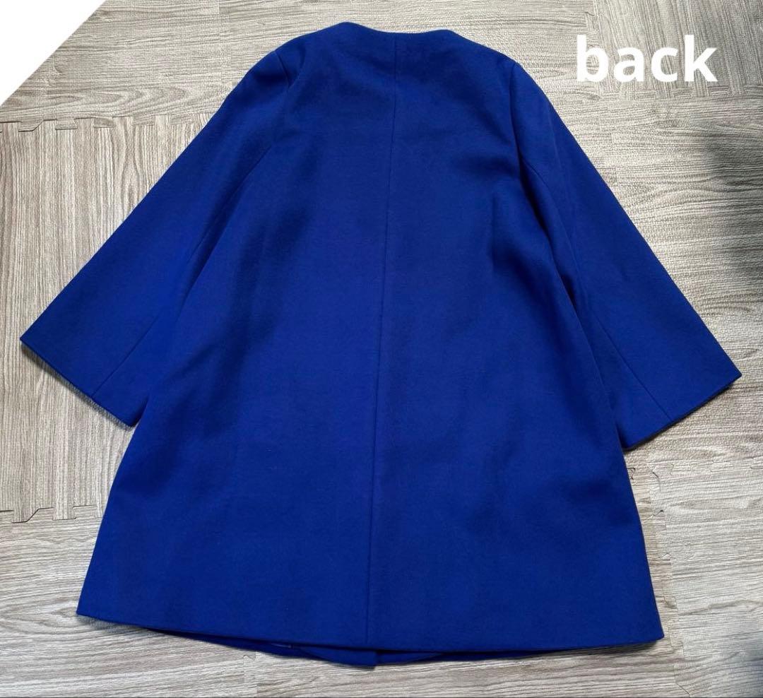 定価5万 ユナイテッドアローズ 38 ロイヤルブルー ノーカラーミドル丈コート