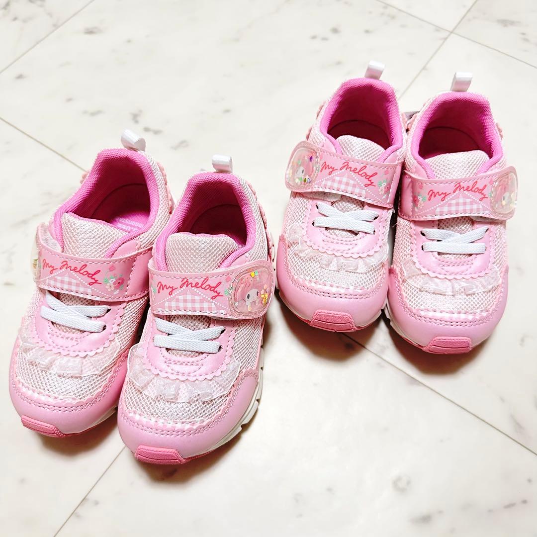 新品✨My Melody マイメロ　ピンク スニーカー　双子　16cm