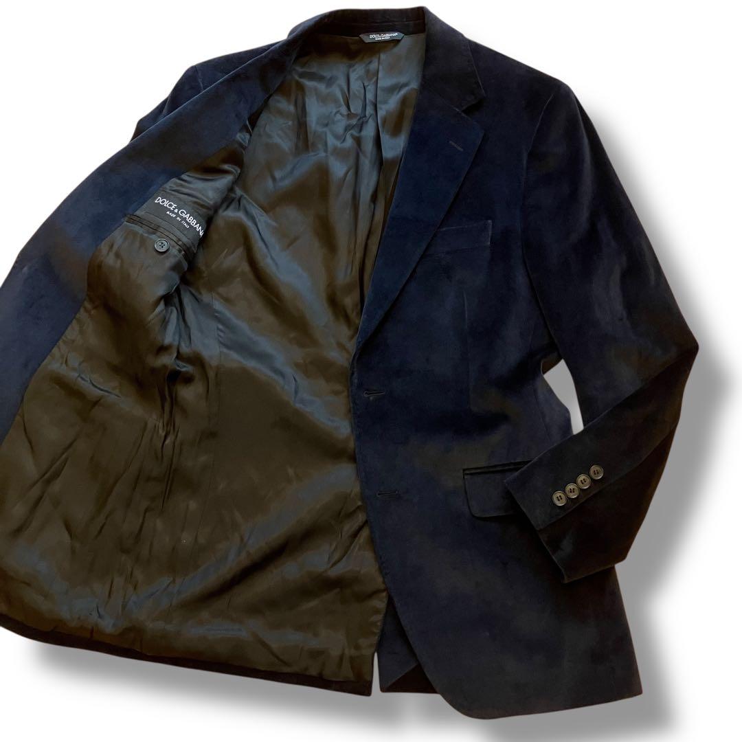 ドルチェ&ガッバーナ ドルガバ テーラードジャケット ベロア ネイビー L