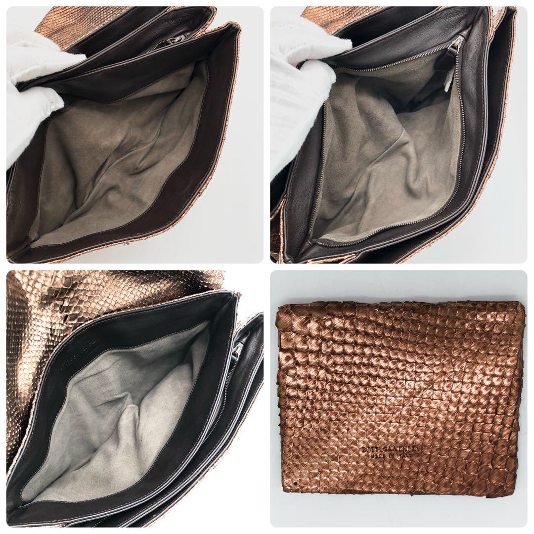 【極美品・ミラー付き✨】ボッテガヴェネタ クラッチバッグ パイソン レザー