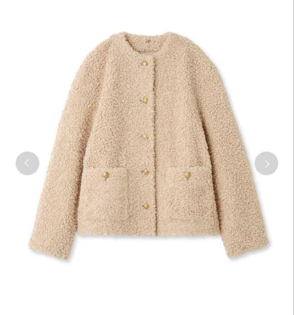 mila owen金釦ノーカラーコンパクトボアジャケット