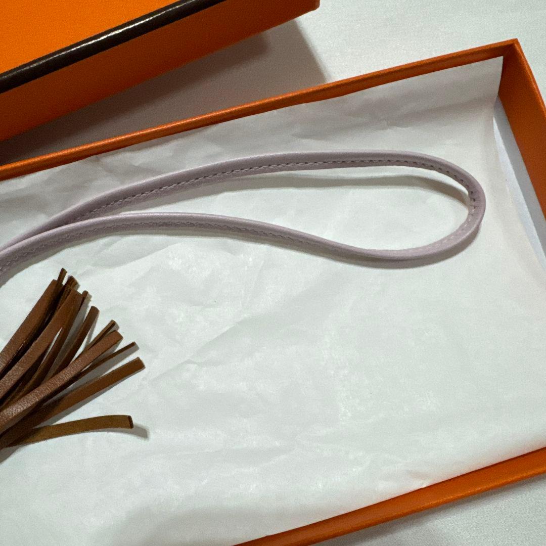 【箱付き】エルメス PM チャーム レザー ベージュ　ピンク　ロデオ