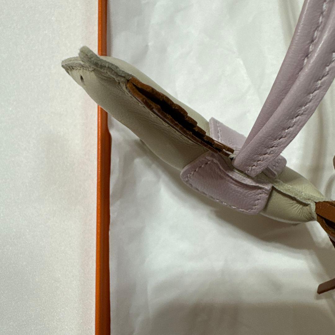 【箱付き】エルメス PM チャーム レザー ベージュ　ピンク　ロデオ