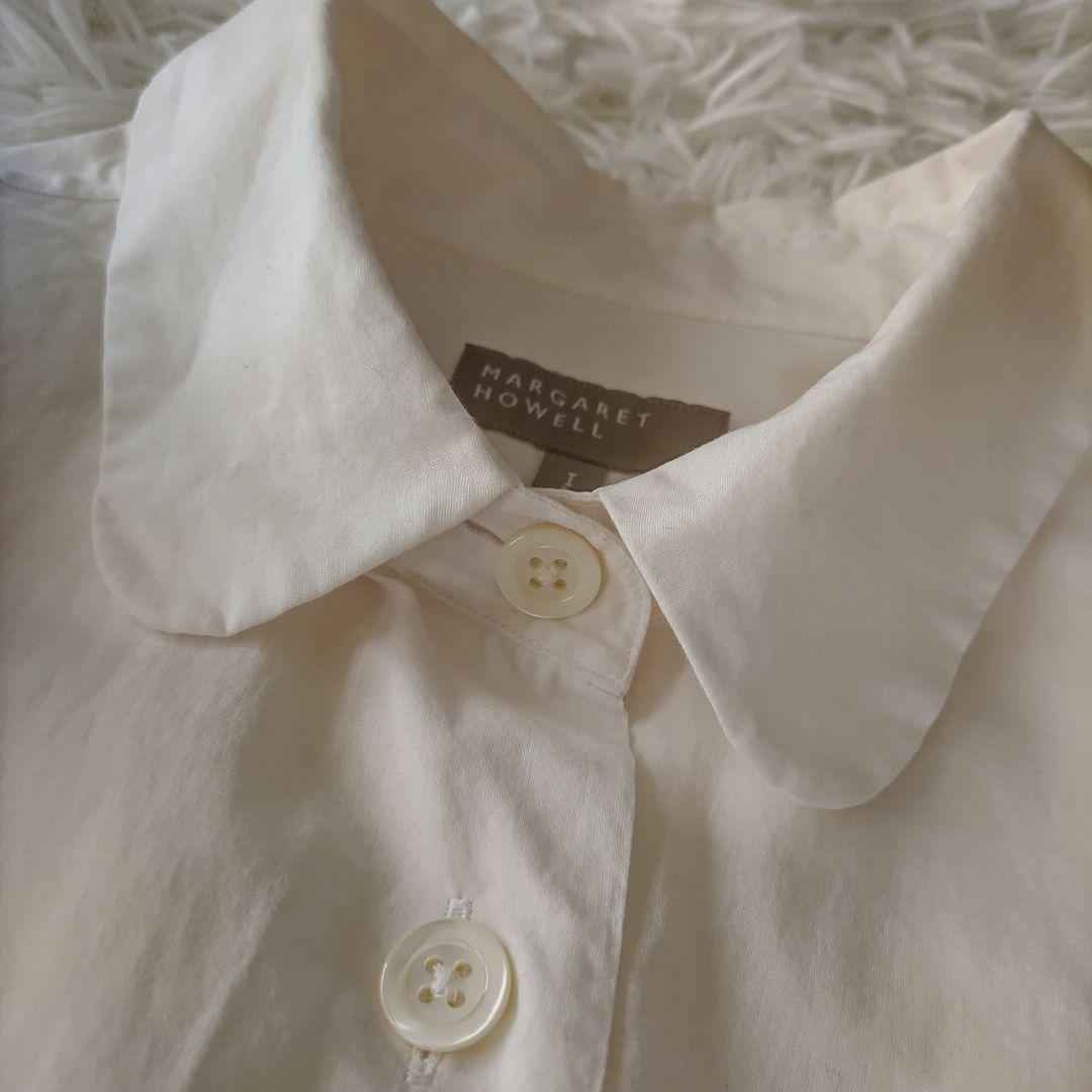 美品 マーガレットハウエル ブラウス 丸襟 SOFT WASHED COTTON