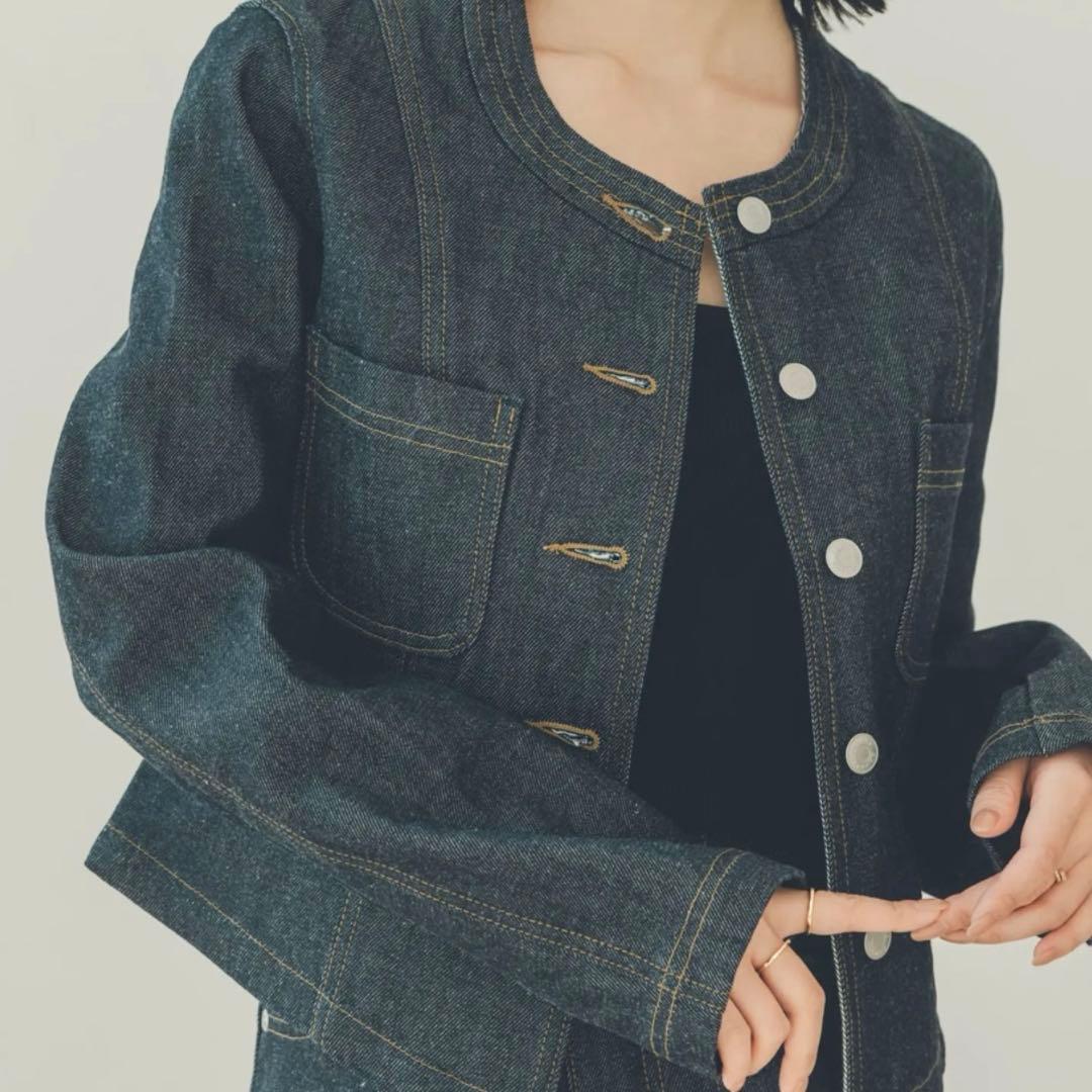 新品未使用品　アニュアンス　ノーカラーデニムジャケット