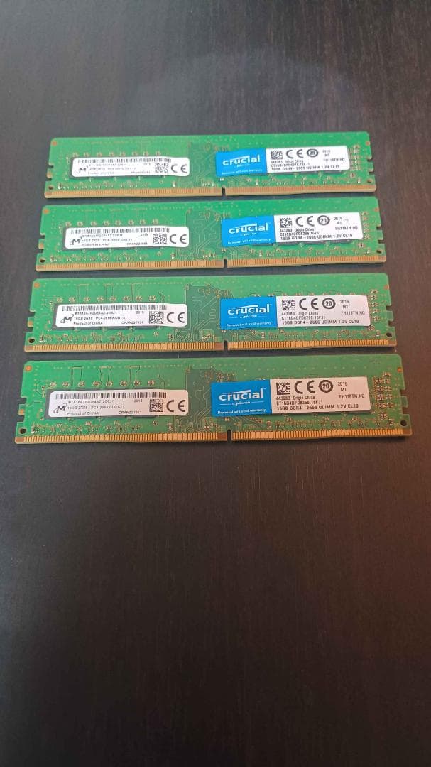 メモリ crucial DDR4-2666 64GB (16GB 4枚)