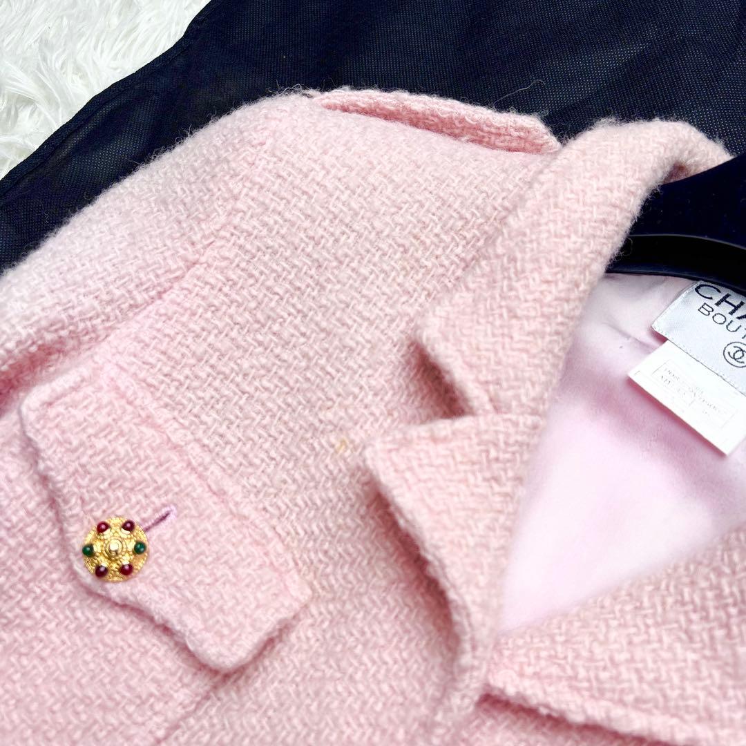 CHANEL 1996年 ヴィンテージ ツイードジャケット グリポアボタン
