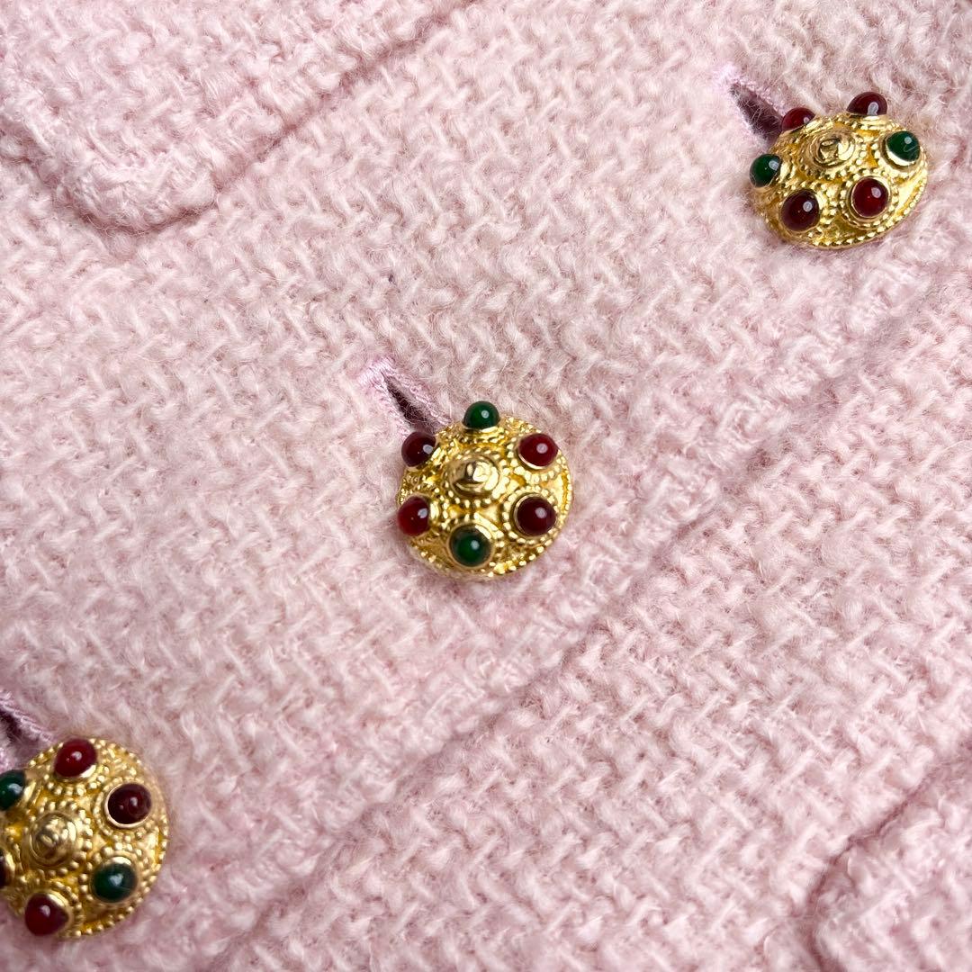 CHANEL 1996年 ヴィンテージ ツイードジャケット グリポアボタン