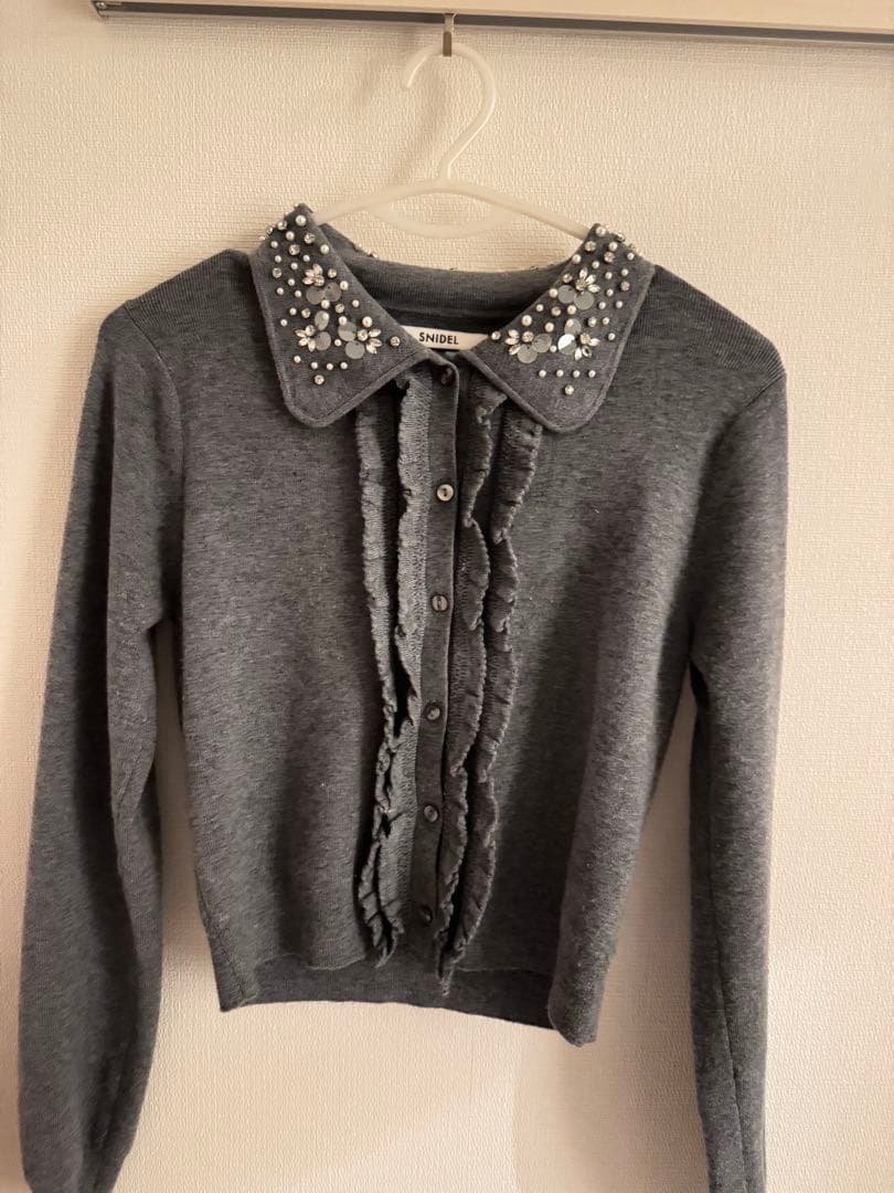 snidel ビジューカラーニットカーディガン GRY