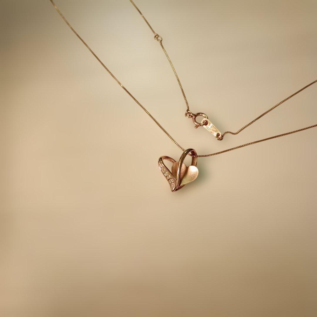 ハート型ペンダントネックレス　ダイヤモンド