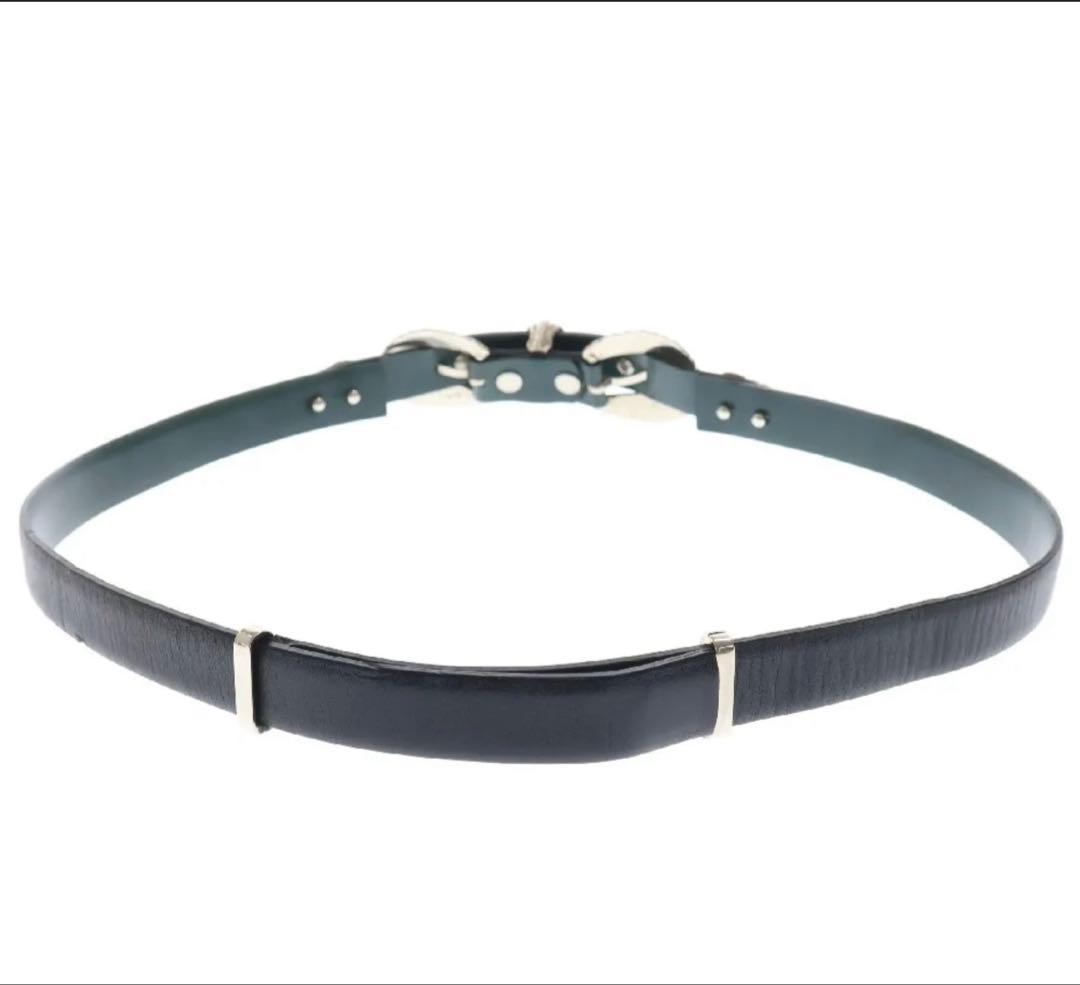 TOGA PULLA バックルベルト ブラック×グリーン