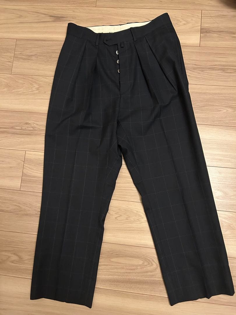 NEAT スラックス　ネイビーチェック　ドイツ製　ウール100%