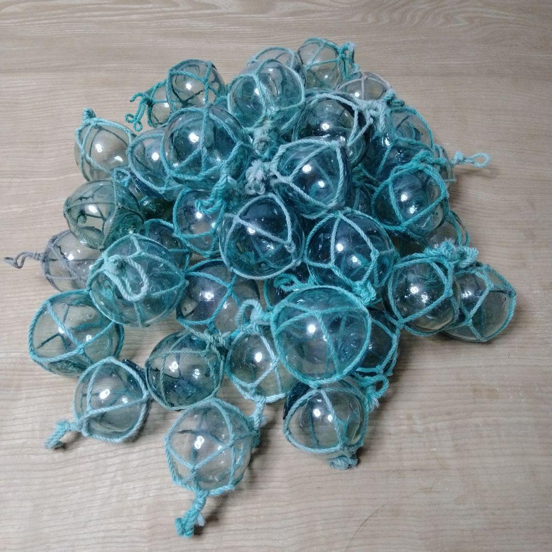 ガラス浮球　浮き玉　ガラス玉　漁具　 ５０個セット　網紐付き