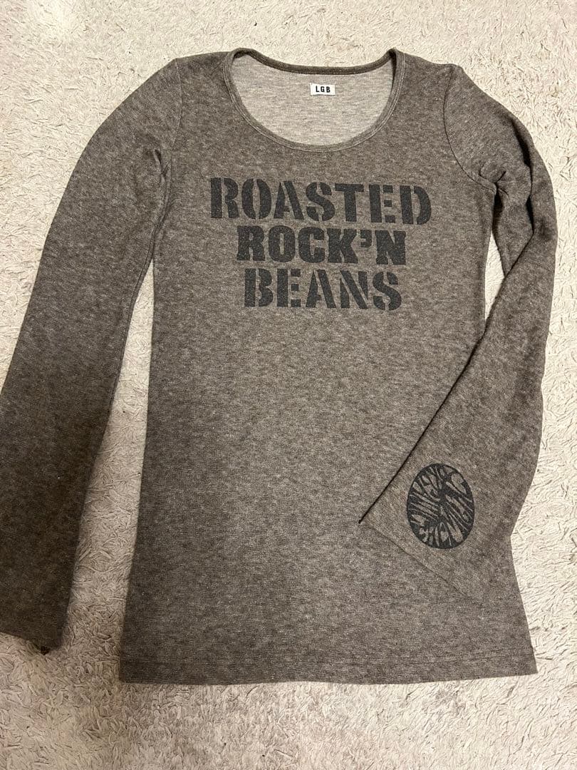 LGB ROASTED ROCK'N BEANS 長袖Tシャツ カーキ