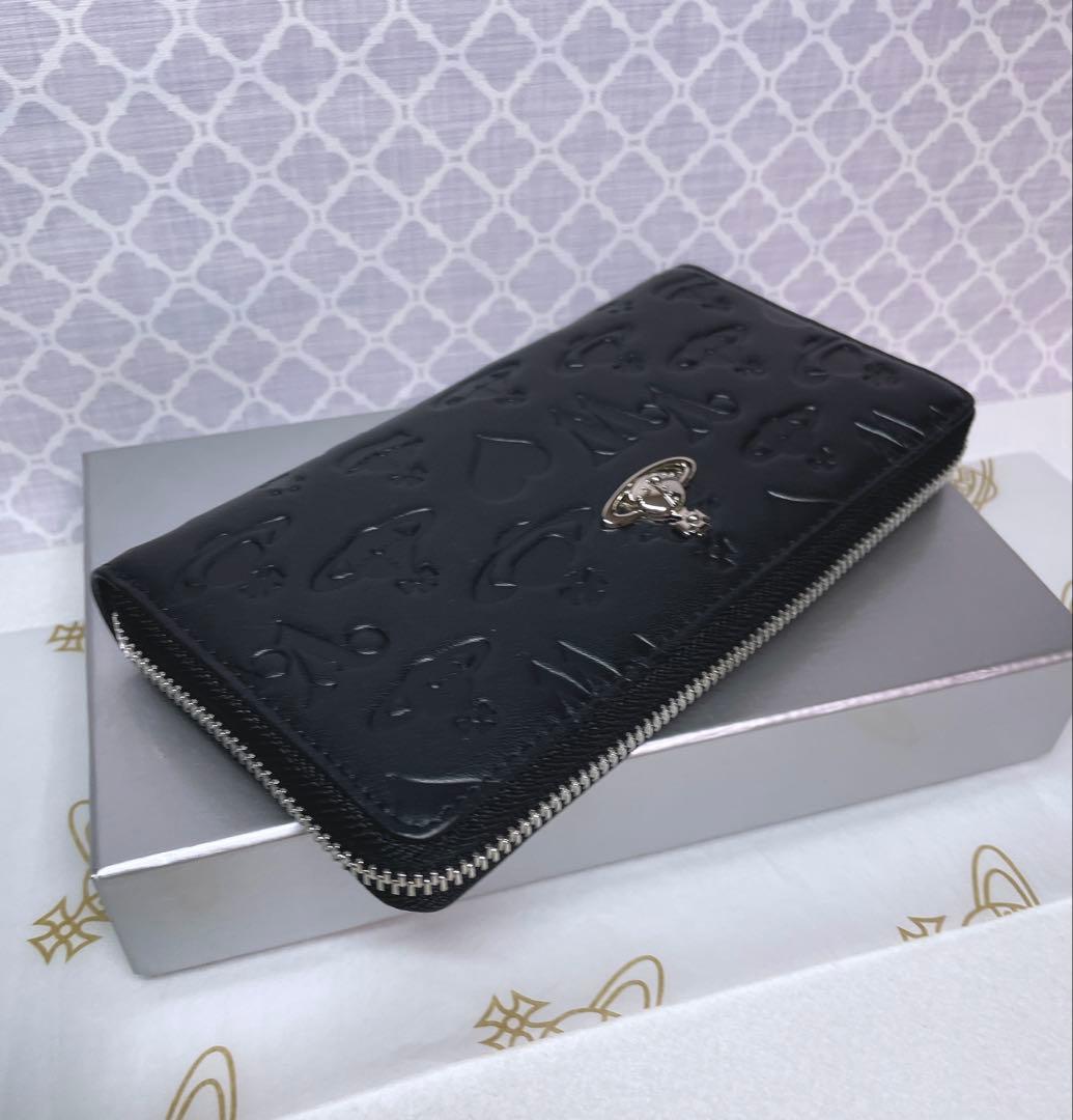 【内側に素敵な柄✩】Vivienne Westwood 長財布 マット黒