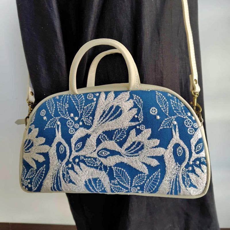 【SALE】ミナペルホネン/carnival カーニバルブルー/ラウンドボストン