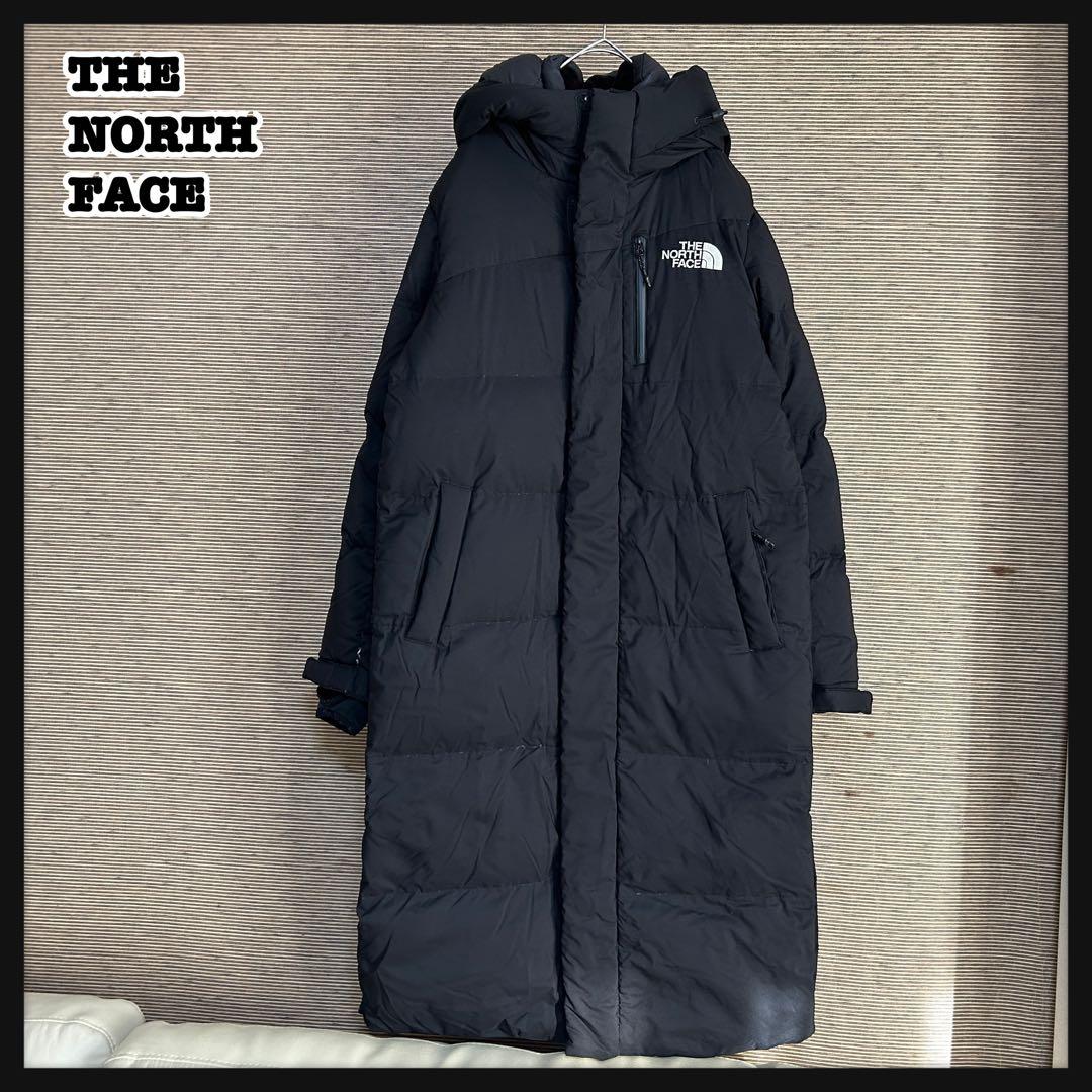 【ノースフェイス】ロングダウンコート　ベンチコート　XSブラック黒　刺繍　F5