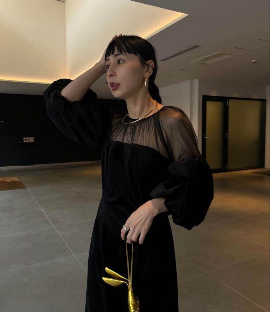 スーツ・フォーマル・ドレス SOUFFLE SLEEVE VELOUR DRESS