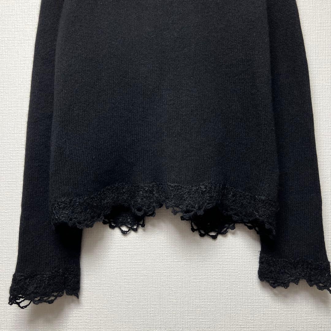 CHANEL シャネル レーストリミングカーディガン カシミヤモヘヤ 黒 06C