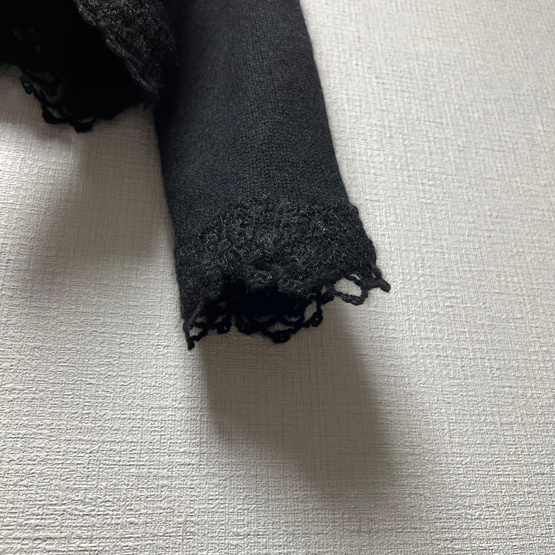 CHANEL シャネル レーストリミングカーディガン カシミヤモヘヤ 黒 06C
