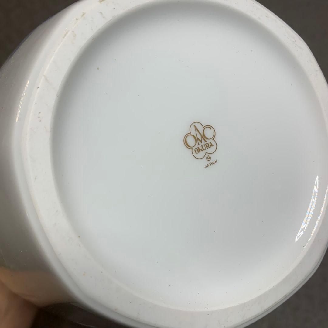 H792\" 大倉陶園 66A/8132 ブルーカラー 28㎝ 花生