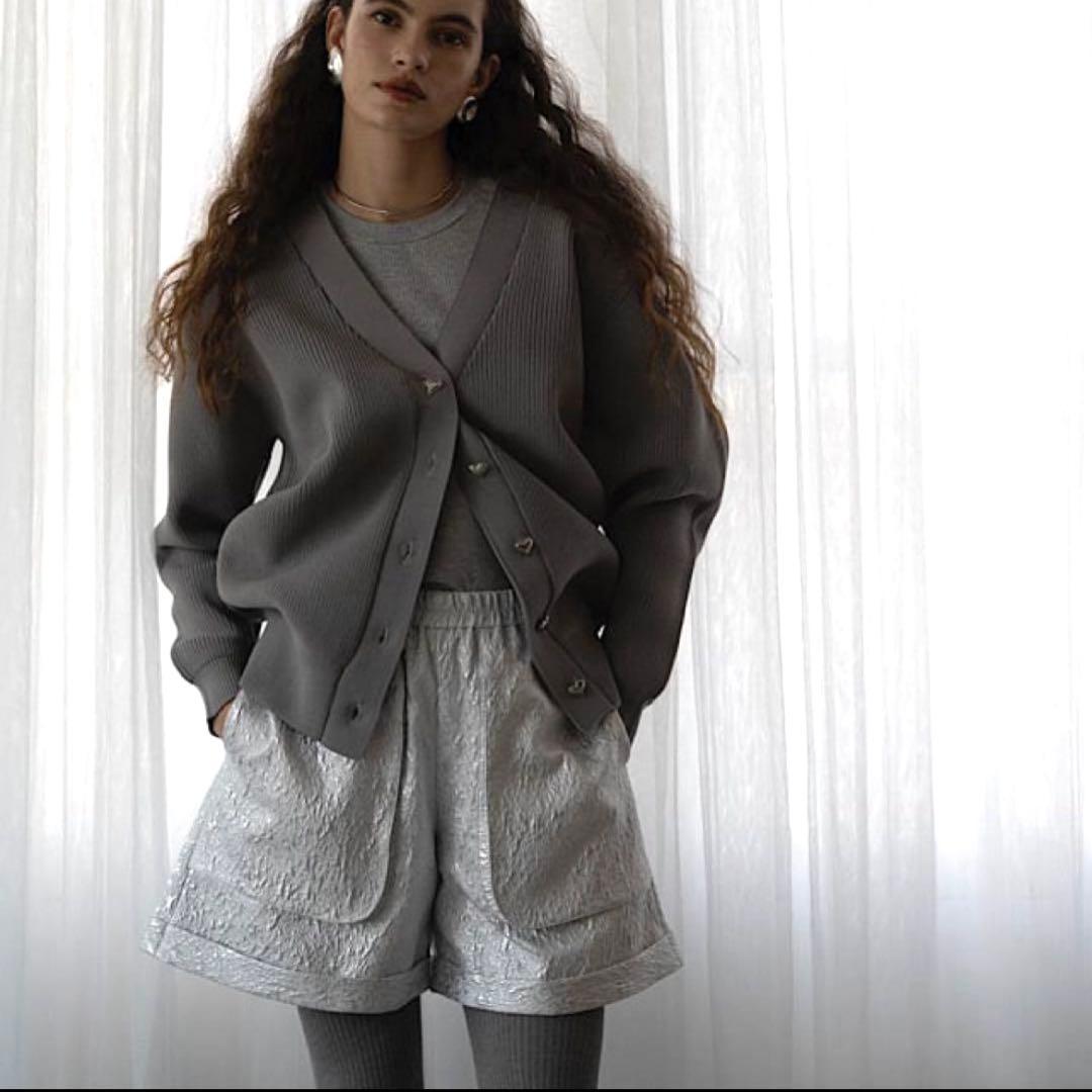 LINKABLE ジャガードショートパンツ【シルバー S】