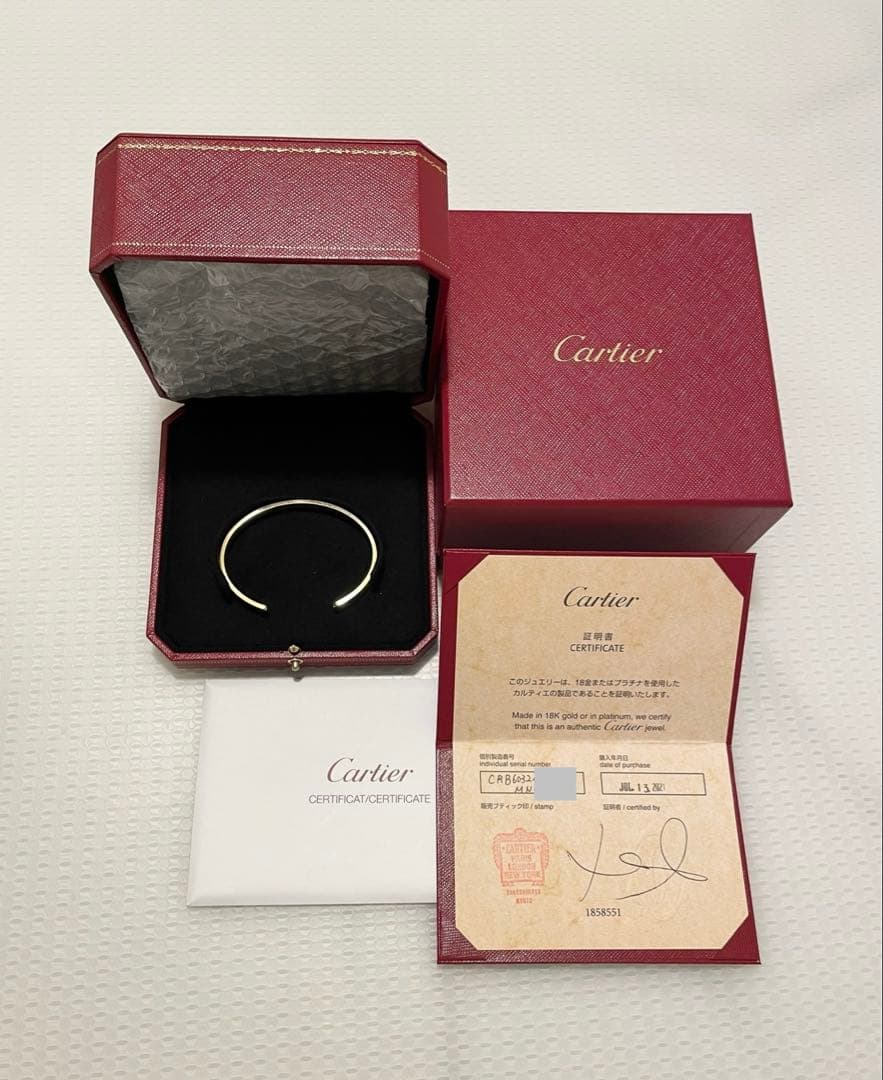 【美品・付属品あり】Cartier オープンラブブレス K18YG #19