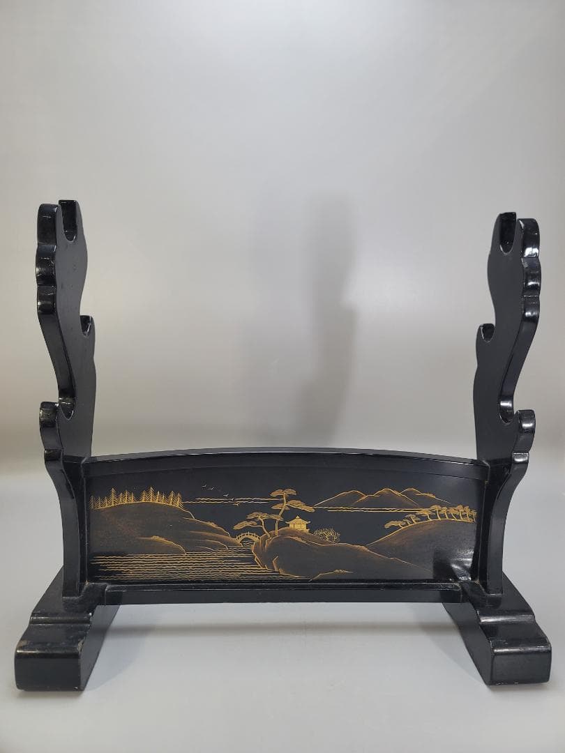 武具甲冑 山水図 刀掛 骨董品