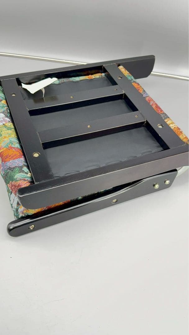 座椅子　折りたたみ　4個セット　昭和　レトロ　天然木　本格　花柄　総柄　木製