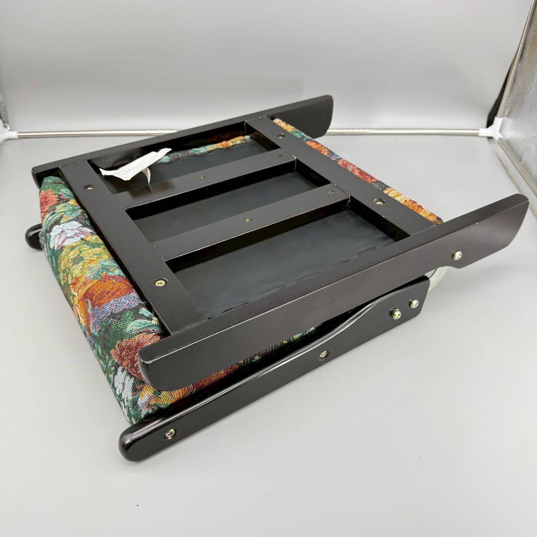 座椅子　折りたたみ　4個セット　昭和　レトロ　天然木　本格　花柄　総柄　木製