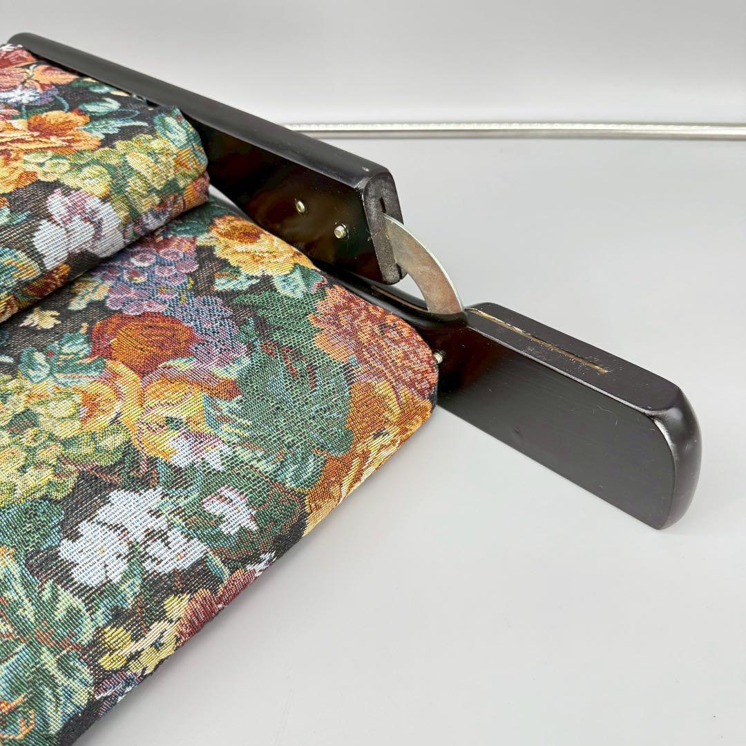 座椅子　折りたたみ　4個セット　昭和　レトロ　天然木　本格　花柄　総柄　木製